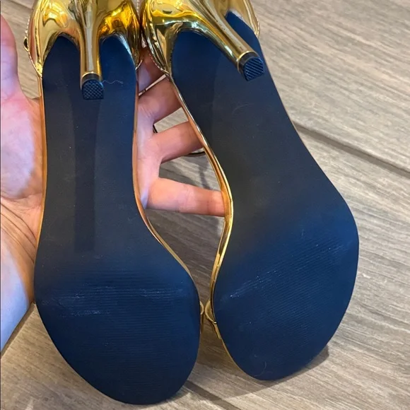 Madden Girl Metallic Gold Ankle Strap Heels Sz 8.5 M - Picture 14 of 14